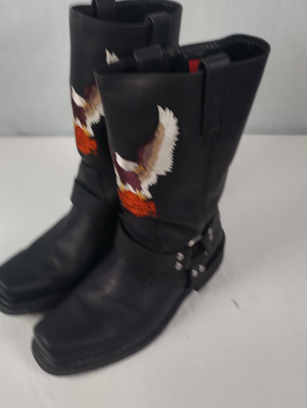 Harley Davidson Men's Size 10 Eagle Harness Leather Biker Boots Black D93216 - Picture 3 of 16